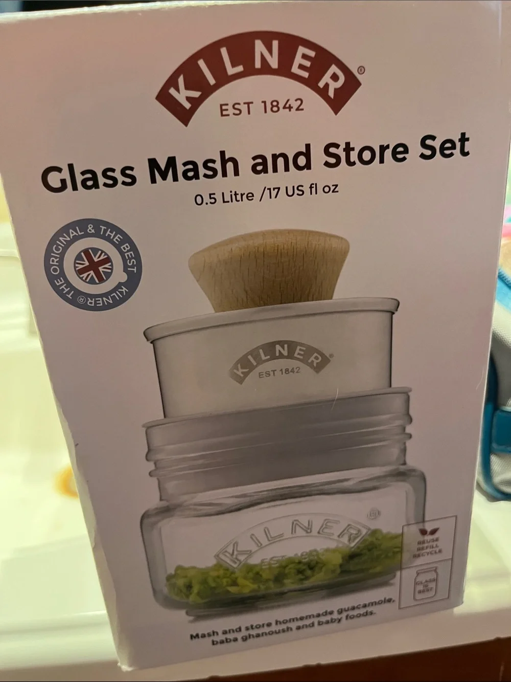 New Kliner Glass Mash and Store Set.    Store homemade baby food or guacamole.